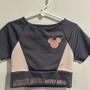 ZARA Designer DIsney Metallic Mickey Mouse Girls Crop  Unique Spandex Shirt 8/9